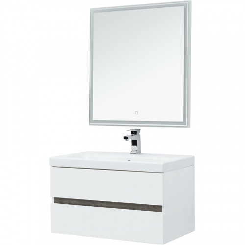 Комплект мебели для ванной Aquanet Беркли 80 258909 подвесной Белый Дуб рошелье фото 2