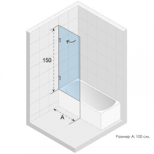 Шторка на ванну Riho VZ Scandic NXT X107 100 L GX01072C1 профиль Хром стекло прозрачное фото 3