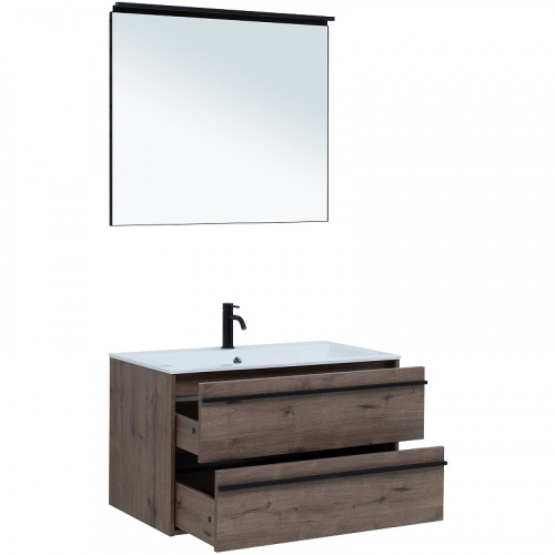 Комплект мебели для ванной Aquanet Lino 90 271958 подвесной Дуб Веллингтон фото 4