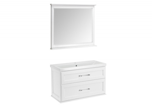 Комплект мебели для ванной Венеция 100 (Белый Патина Серебро) фото 2